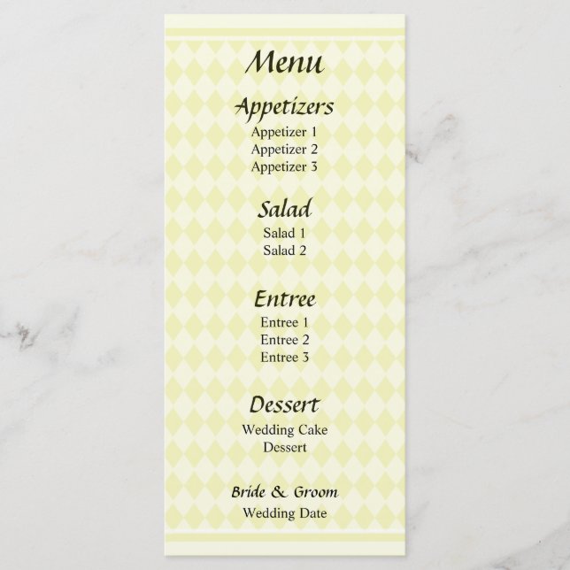 Menu Mariage Diamants roses (Devant)