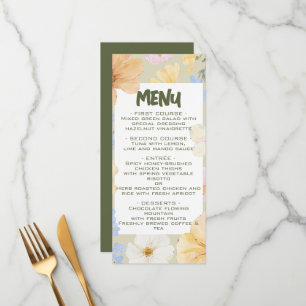 Menu Mariage d'illustration florale aquarelle