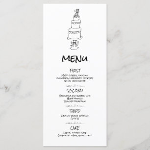 Menu Mariage d'illustrations de Doodle en noir et blanc