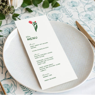 Menu Mariage Dîner Fleur de la Faune Scandinave Coloré