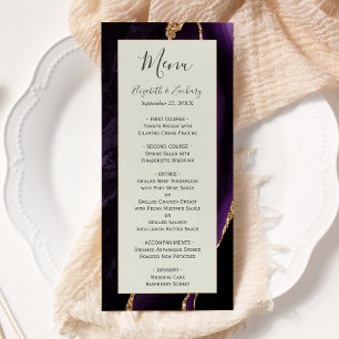 Menu Mariage d'ivoire d'agate d'or violet moderne