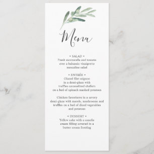 Menu Mariage d'olivier vert