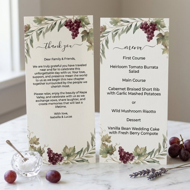 Menu Mariage Double Face de Vignoble de Napa Valley (Créateur téléchargé)