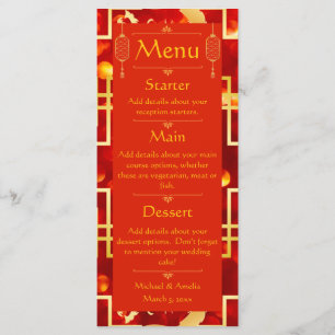 Menu Mariage Dragon Rouge et Or