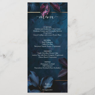 Menu Mariage du jardin de minuit enchanté