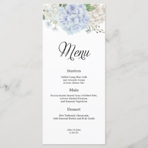 Menu Mariage Dusty Blue Hydrangea