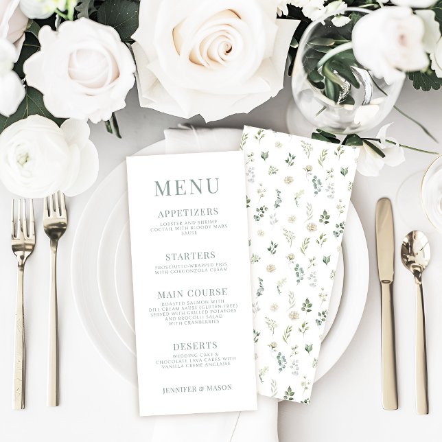 Menu Mariage Dusty Green Eucalyptus Green (Créateur téléchargé)