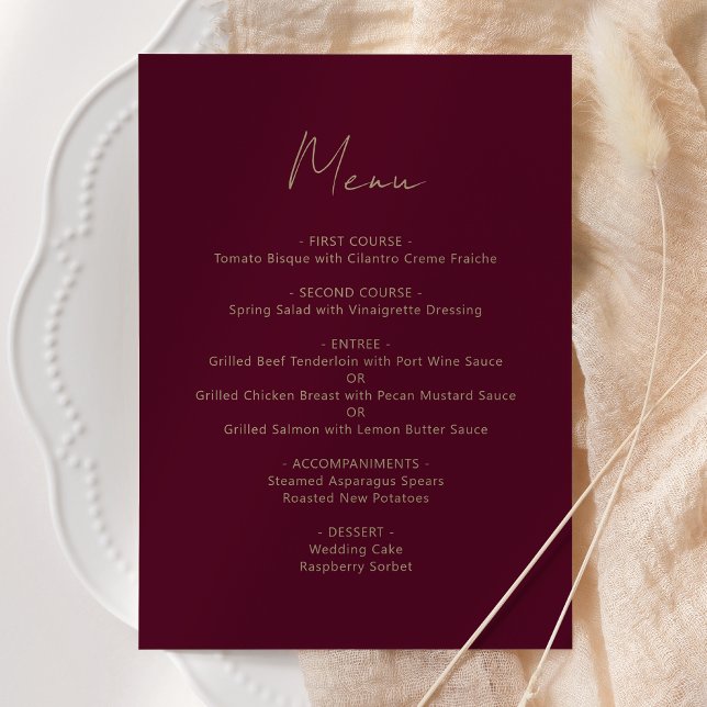 Menu Mariage écriture or Bourgogne (Créateur téléchargé)