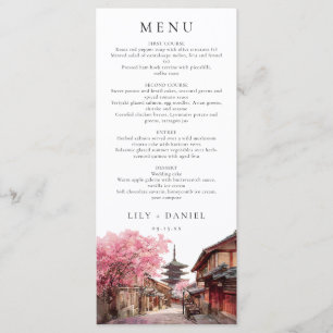 Menu Mariage élégant à Kyoto au Japon à l'aquarelle
