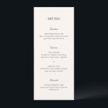 Menu Mariage élégant à la crème simple<br><div class="desc">Menu mariage moderne au design simple,  avec une combinaison d'une police sans serif contemporaine,  d'un élégant script d'écriture manuscrite et d'une police italique.</div>