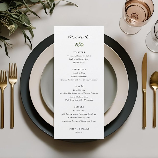 Menu Mariage Élégant à la Sauge Verte (Créateur téléchargé)