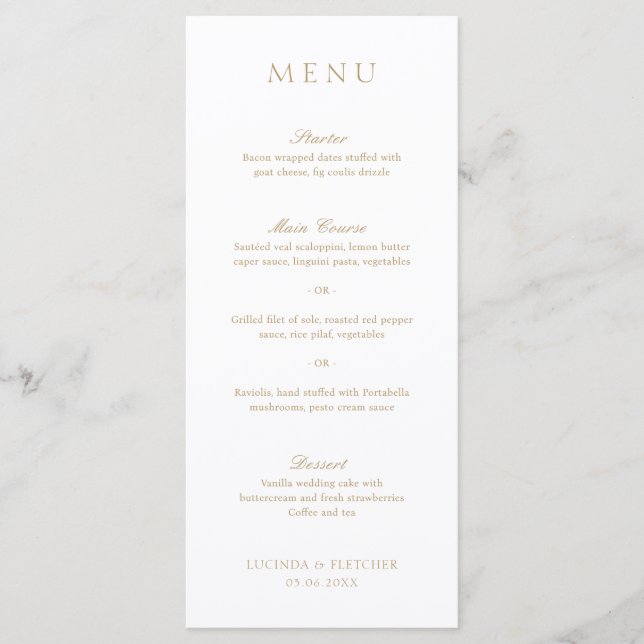 Menu Mariage élégant à l'ancienne (Devant)