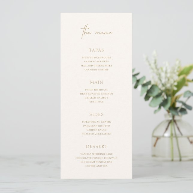 Menu Mariage élégant à l'ivoire et à l'or intemporel (Debout devant)