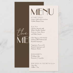 Menu Mariage élégant au chocolat brun rétro à l'ancienn