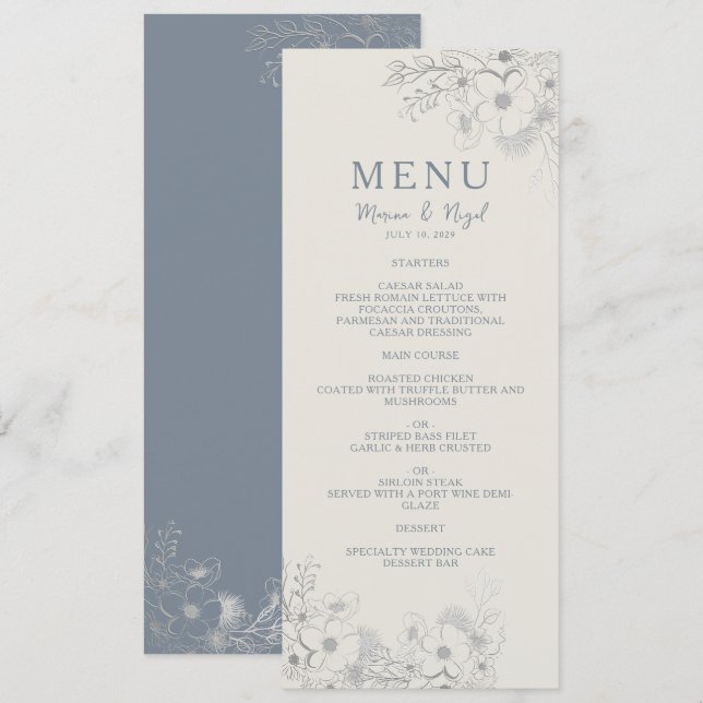 Menu Mariage élégant au Pervenche (Devant / Derrière)