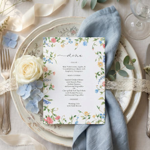 Menu Mariage Élégant aux Fleurs Sauvages Colorées