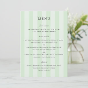 Menu Mariage élégant aux rayures vertes modernes