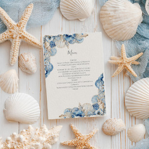Menu Mariage Élégant avec Bordure de Coquillages