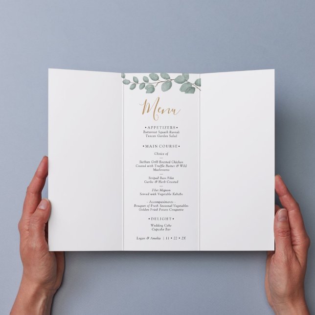 Menu Mariage Élégant avec Verdure d'Eucalyptus (Elegant Eucalyptus Greenery Wedding)