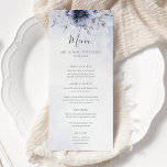Menu Mariage Élégant Bleu Dusty Et Floral Navy<br><div class="desc">Elégante carte de menu mariage floral moderne avec des fleurs d'aquarelle bleu poussiéreux avec calligraphie manuscrite.</div>