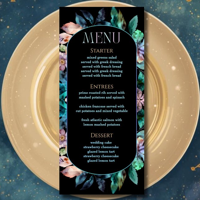 Menu Mariage élégant bleu violet sombre (Créateur téléchargé)