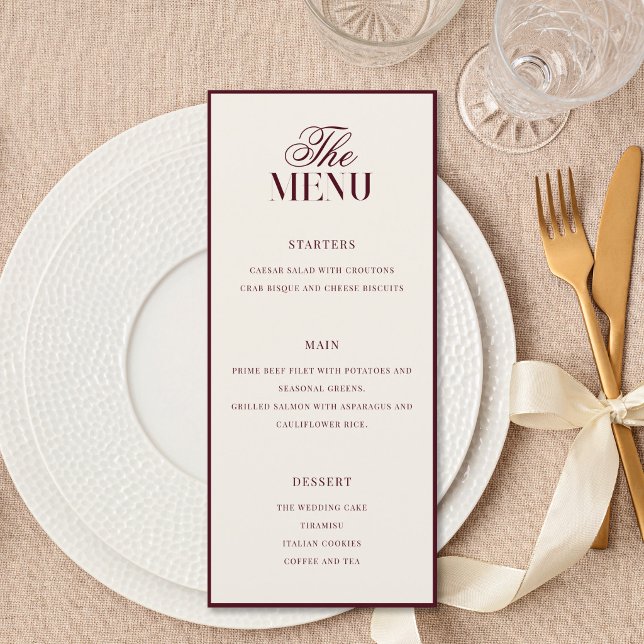 Menu Mariage Élégant Bourgeoisie Bourguignonne (Créateur téléchargé)