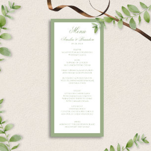 Menu Mariage Élégant Classique avec Bordure Verte Sauge