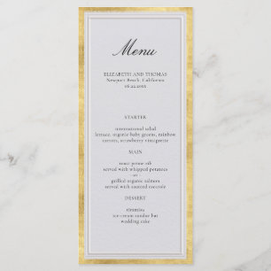 Menu Mariage Élégant Classique Moderne Or Ivoire
