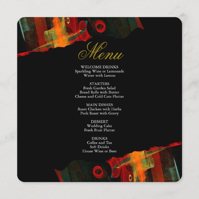 Menu Mariage Élégant Classique Moderne Tendance Motif # (Devant)