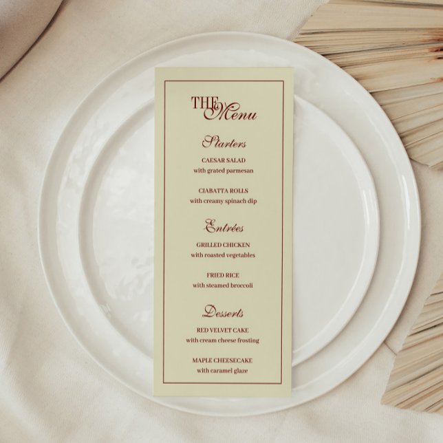 Menu Mariage Élégant Classique Monogramme Script Ivoire (Créateur téléchargé)