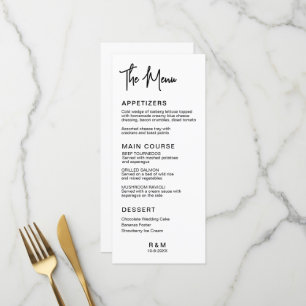 Menu Mariage élégant classique noir et blanc