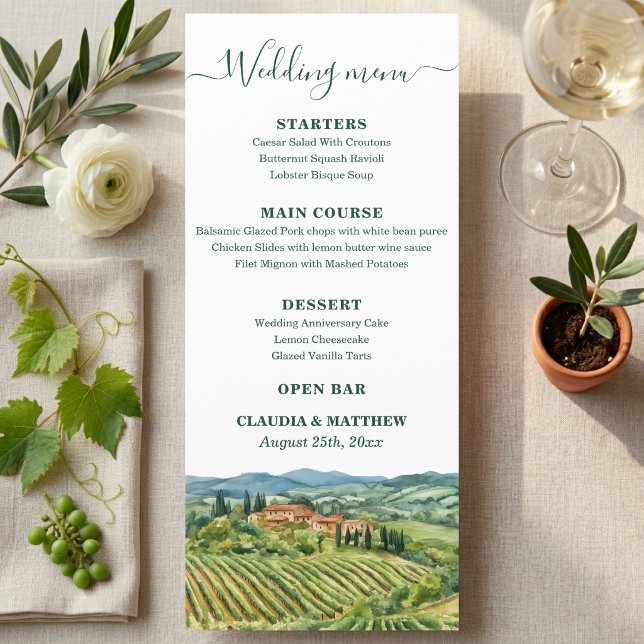 Menu Mariage élégant dans un vignoble italien (Créateur téléchargé)