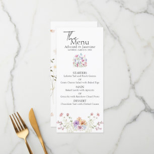 Menu Mariage Élégant de Fleurs Sauvages de Prairie Esti