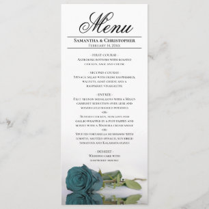 Menu Mariage Élégant Dos Rose Turquoise Sarcelle Blanc