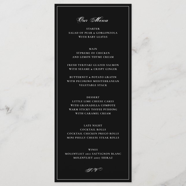 Menu Mariage Élégant en Smoking (Devant)