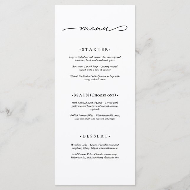Menu Mariage Élégant et Moderne (Devant)