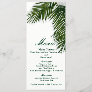 Menu Mariage élégant Feuille de palmier tropical
