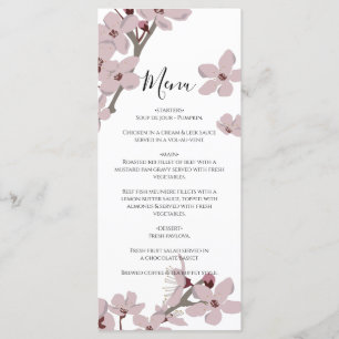 Menu Mariage Élégant Fleur de Cerisier Fleurie