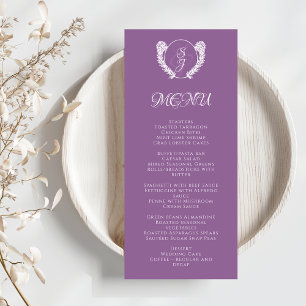 Menu Mariage élégant Floral Monogram Lavender