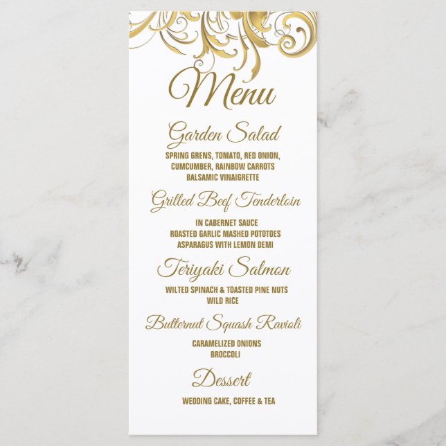 Menu Mariage Elegant Gold Vintage (Devant)