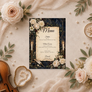 Menu Mariage Élégant Gothique Académie Sombre
