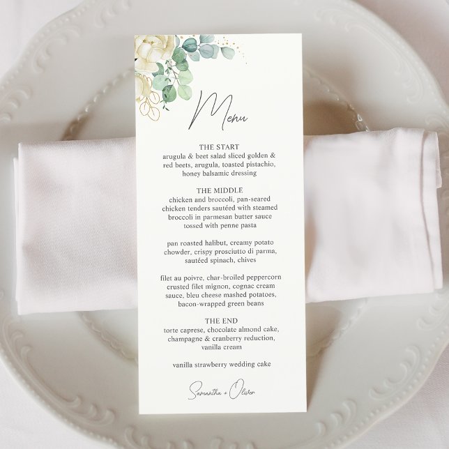 Menu Mariage Élégant Magnolia Eucalyptus (Elegant Magnolia Eucalyptus Wedding Menu)