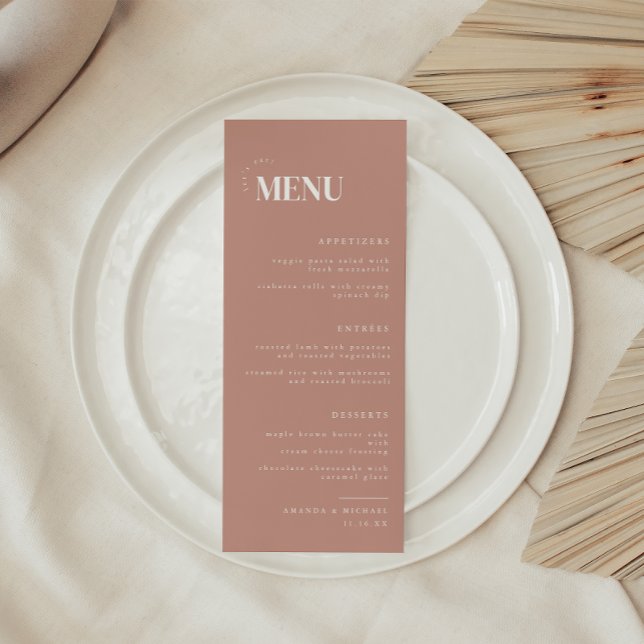 Menu Mariage Élégant Mauve Poussiéreux Moderne (Créateur téléchargé)