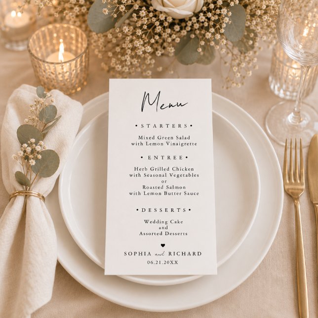 Menu Mariage Élégant Minimaliste (Créateur téléchargé)
