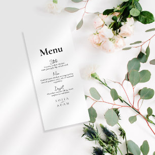 Menu Mariage élégant minimaliste blanc