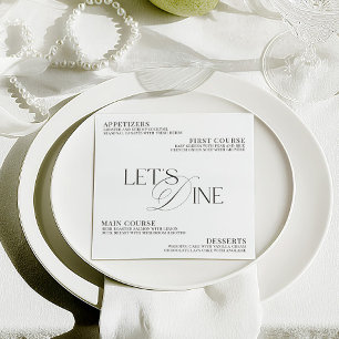Menu Mariage Élégant Moderne Noir & Blanc Dîner