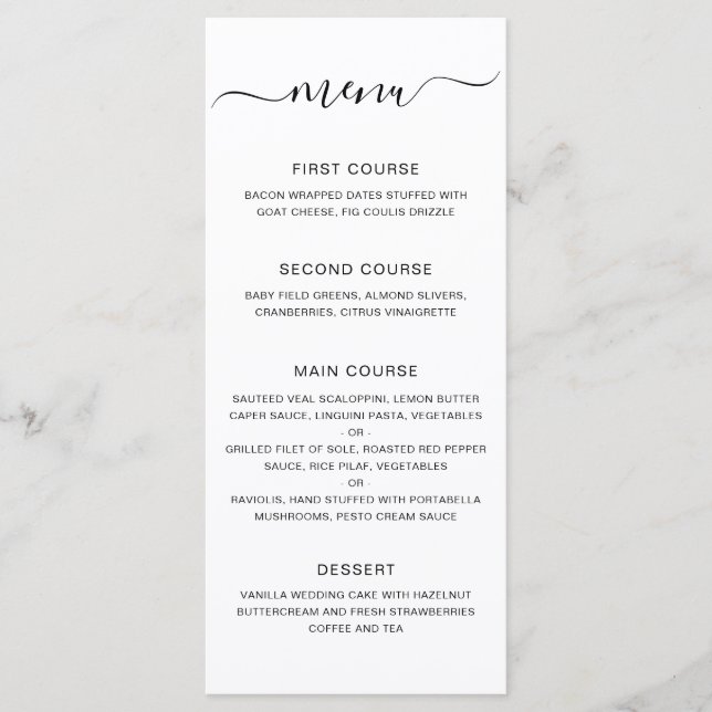 Menu Mariage Élégant Moderne Simple (Devant)