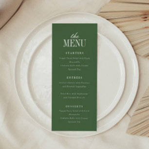 Menu Mariage élégant moderne typographie vert olive