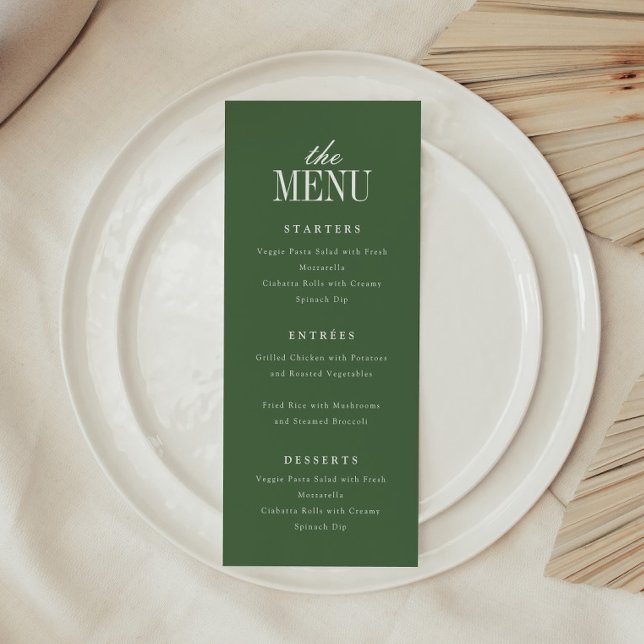 Menu Mariage élégant moderne typographie vert olive (Créateur téléchargé)