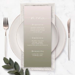 Menu Mariage Élégant Ombre Poudre Rose & Vert Lily